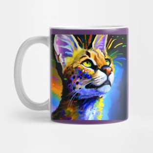 Savannah Cat Rainbow Painting Mug